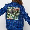 BROKEN PROMISES Leash Plaid Jacket Blue Outerwear