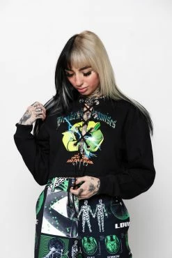 BROKEN PROMISES Garbage Lace Front Crew Sweatshirt