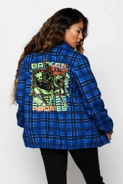 BROKEN PROMISES Leash Plaid Jacket Blue Outerwear 19 BROKEN PROMISES Leash Plaid Jacket Blue Outerwear