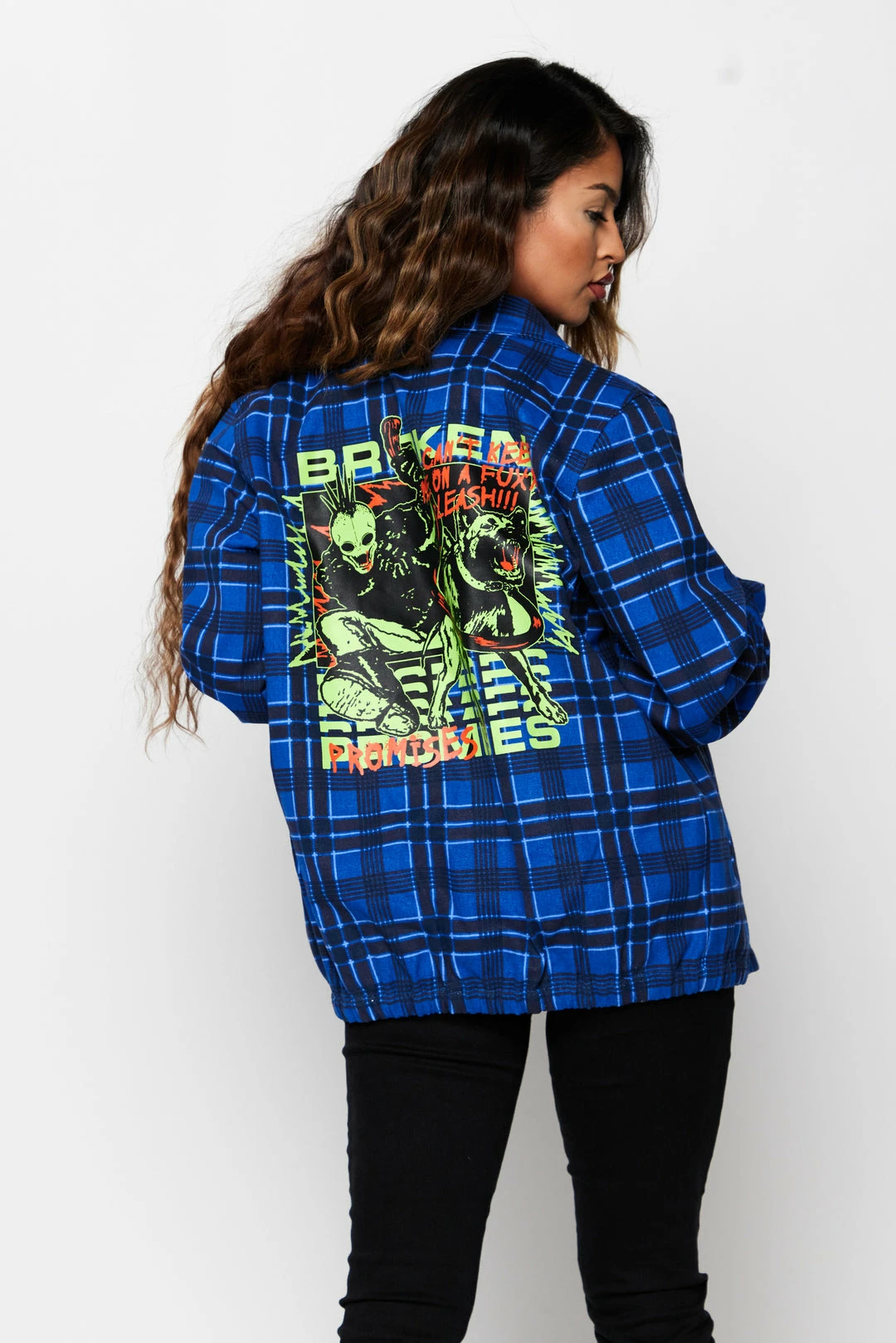 BROKEN PROMISES Leash Plaid Jacket Blue Outerwear 7 BROKEN PROMISES Leash Plaid Jacket Blue Outerwear