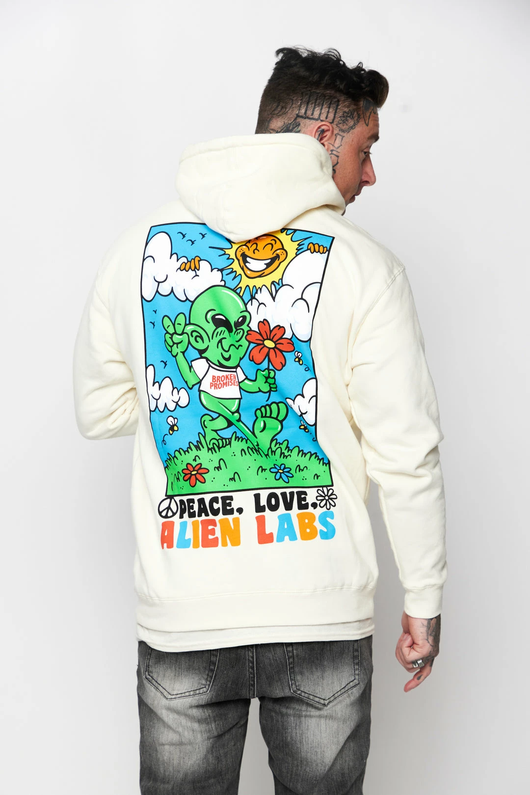 CASH Hoodies BP X Alienlabs Peace And Love Hoodie Natural 4 CASH Hoodies BP X Alienlabs Peace And Love Hoodie Natural