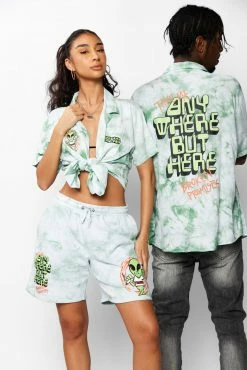 BROKEN PROMISES Outsider Button Up Tie Dye Green