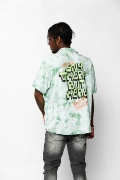 BROKEN PROMISES Outsider Button Up Tie Dye Green