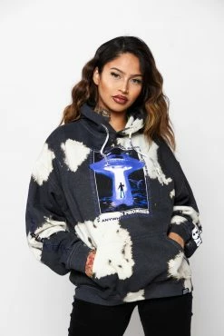 BROKEN PROMISES Abduction Bleach Dye Hoodie Black