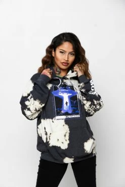 BROKEN PROMISES Abduction Bleach Dye Hoodie Black