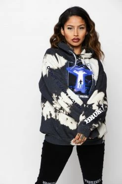 BROKEN PROMISES Abduction Bleach Dye Hoodie Black