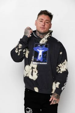 BROKEN PROMISES Abduction Bleach Dye Hoodie Black