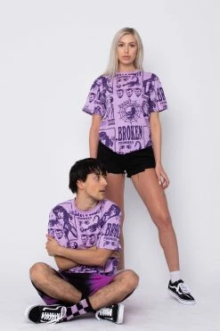 BROKEN PROMISES Demon Lover AOP Tee Purple Shirts