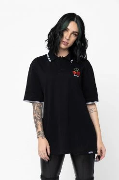 BROKEN PROMISES Stress Me S/S Polo Black Shirts