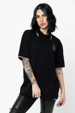 BROKEN PROMISES Stress Me S/S Polo Black Shirts