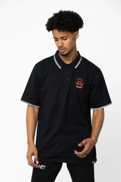 BROKEN PROMISES Stress Me S/S Polo Black Shirts