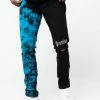 BROKEN PROMISES Slogan Split Dye Denim Blk/Blue 2 BROKEN PROMISES Slogan Split Dye Denim Blk/Blue
