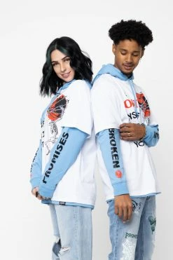 BROKEN PROMISES Hoodies Lost Myself Stacked Pullover Hoodie Blue