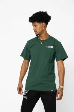 BROKEN PROMISES Emotional Crew Embroidered Tee Forest