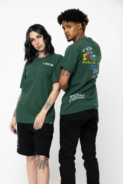 BROKEN PROMISES Emotional Crew Embroidered Tee Forest