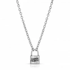 BROKEN PROMISES Jewelry Wave Logo Lock Necklace