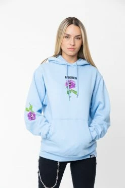 BROKEN PROMISES Hoodies BP X SC Screaming Thornless Hoodie Light Blue