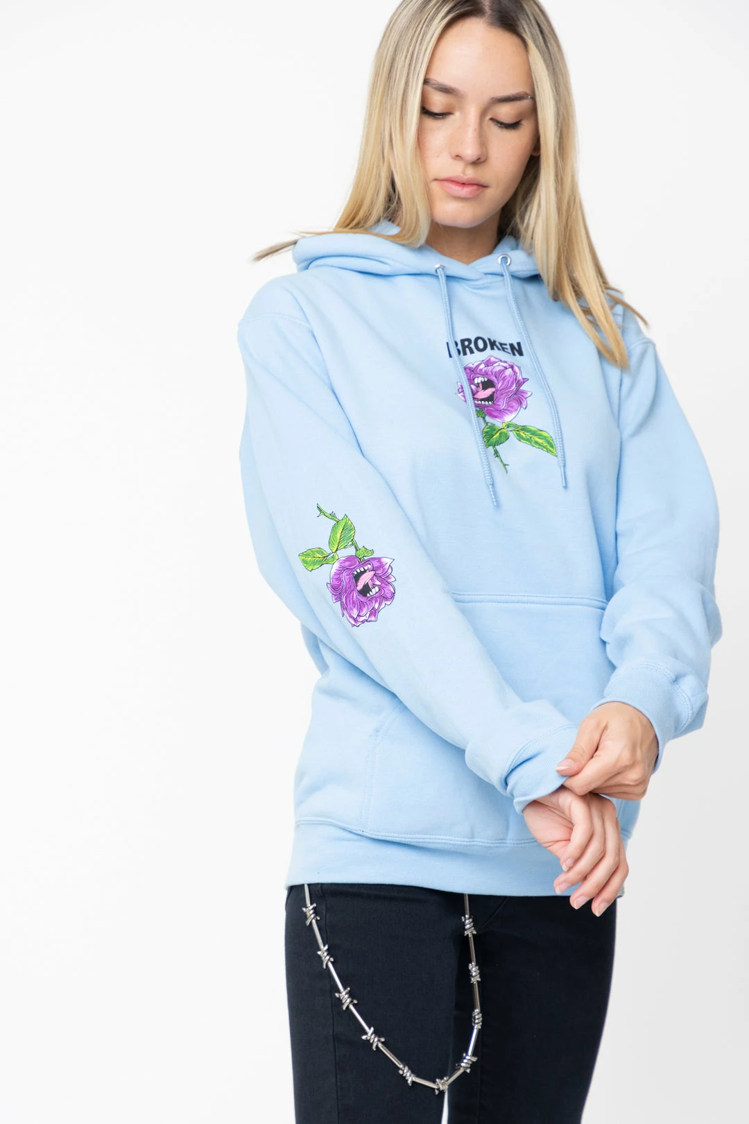 BROKEN PROMISES Hoodies BP X SC Screaming Thornless Hoodie Light Blue 6 BROKEN PROMISES Hoodies BP X SC Screaming Thornless Hoodie Light Blue