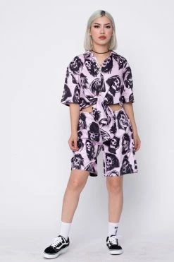 BROKEN PROMISES Reaper Guide Button Up Shirt Pink