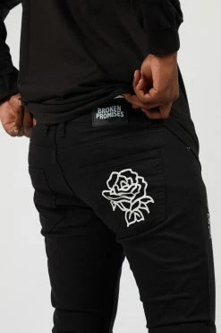 BROKEN PROMISES Bottoms Unfortunate Denim Jeans Black