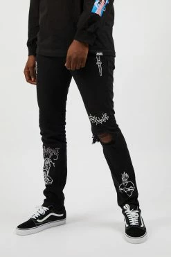 BROKEN PROMISES Bottoms Unfortunate Denim Jeans Black