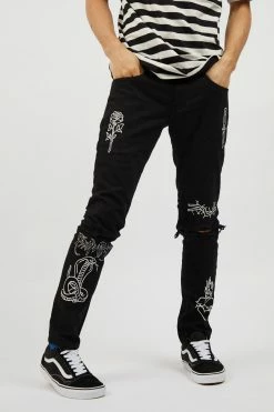 BROKEN PROMISES Bottoms Unfortunate Denim Jeans Black