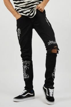 BROKEN PROMISES Bottoms Unfortunate Denim Jeans Black