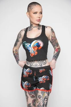 BROKEN PROMISES Womens Juke Jam Crop Tank Black