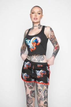 BROKEN PROMISES Womens Juke Jam Crop Tank Black 10 BROKEN PROMISES Womens Juke Jam Crop Tank Black