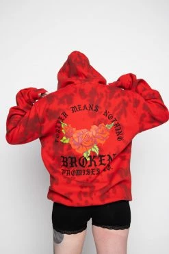 BROKEN PROMISES Hoodies Trio Red Tie Dye Hoodie 30 BROKEN PROMISES Hoodies Trio Red Tie Dye Hoodie