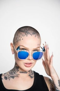 BROKEN PROMISES Horny Sunglasses - Blue Accessories