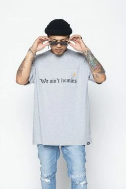 CASH We Ain't Homies Pocket Tee Heather Grey