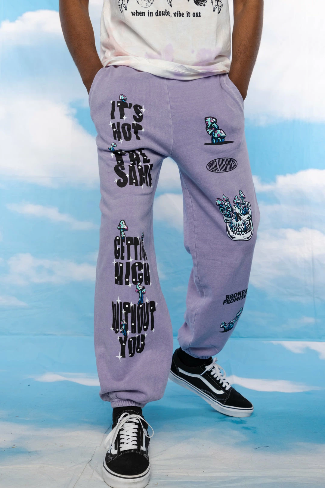 BROKEN PROMISES Bottoms Magical Mushrooms Sweatpants Purple - BPxYH 3 BROKEN PROMISES Bottoms Magical Mushrooms Sweatpants Purple - BPxYH