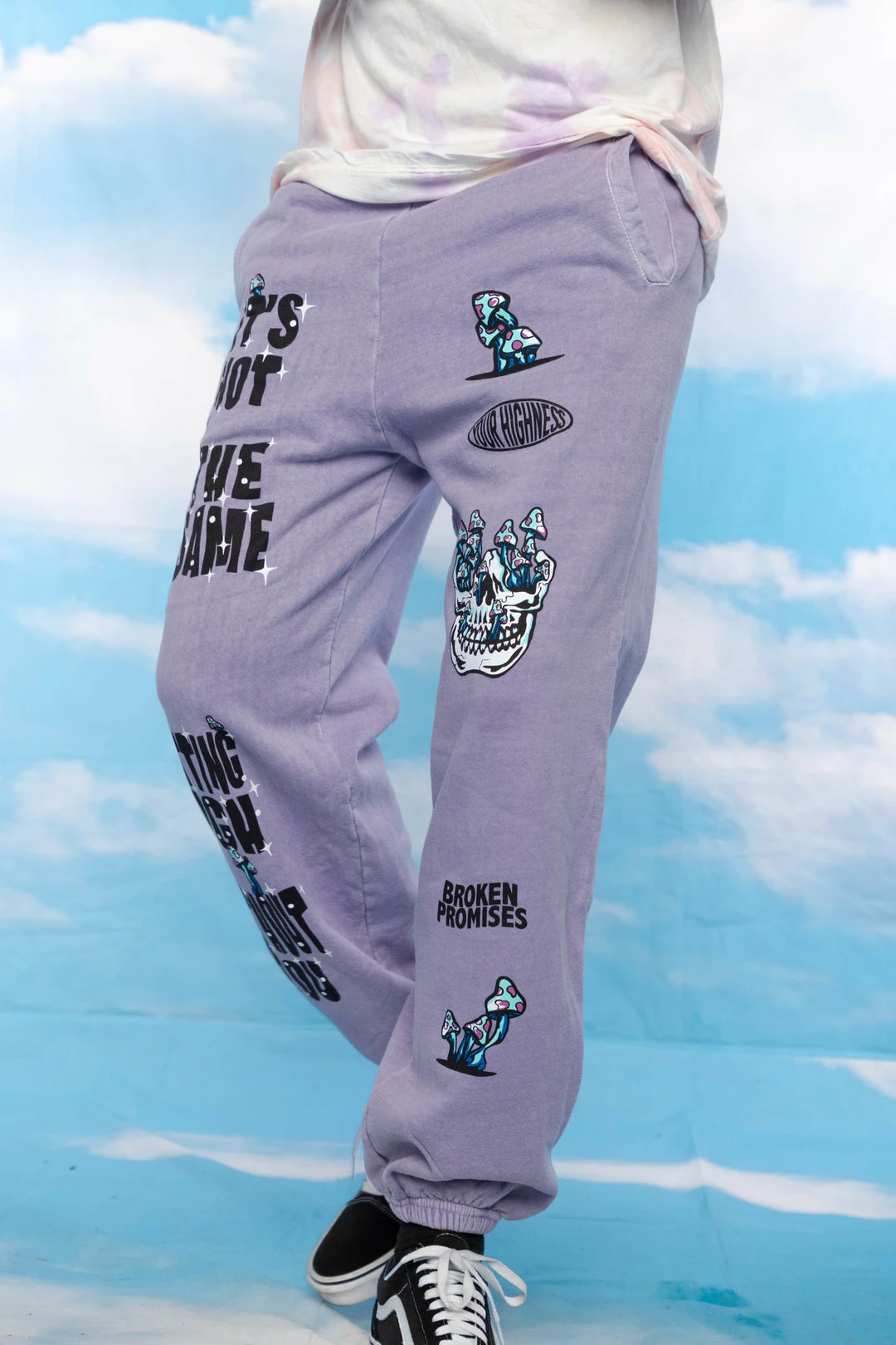BROKEN PROMISES Bottoms Magical Mushrooms Sweatpants Purple - BPxYH 8 BROKEN PROMISES Bottoms Magical Mushrooms Sweatpants Purple - BPxYH