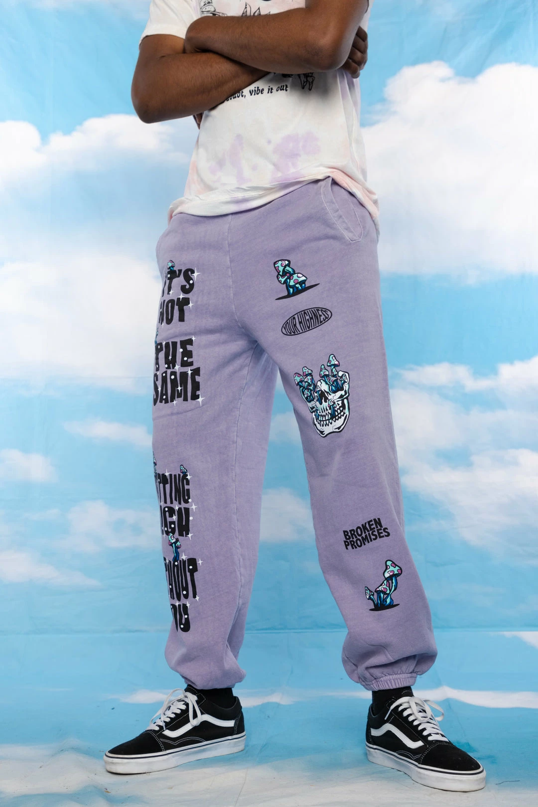 BROKEN PROMISES Bottoms Magical Mushrooms Sweatpants Purple - BPxYH 4 BROKEN PROMISES Bottoms Magical Mushrooms Sweatpants Purple - BPxYH