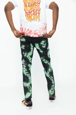 BROKEN PROMISES Catacombs Denim Blk/Green Bottoms