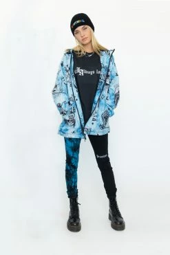 BROKEN PROMISES Womens' Slogan Split Dye Denim Blk/Blue Bottoms