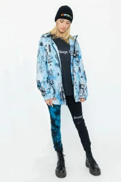 BROKEN PROMISES Womens' Slogan Split Dye Denim Blk/Blue Bottoms