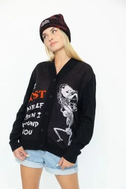 BROKEN PROMISES Lost Myself Cardigan Sweater Black