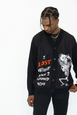 BROKEN PROMISES Lost Myself Cardigan Sweater Black