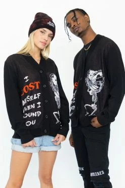 BROKEN PROMISES Lost Myself Cardigan Sweater Black