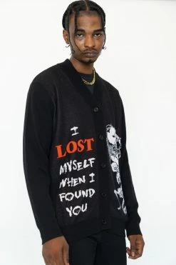 BROKEN PROMISES Lost Myself Cardigan Sweater Black