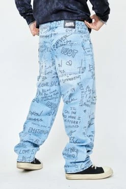 BROKEN PROMISES Bottoms Triple Text Denim
