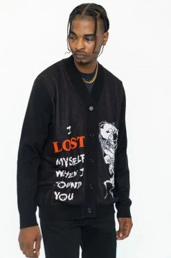 BROKEN PROMISES Lost Myself Cardigan Sweater Black
