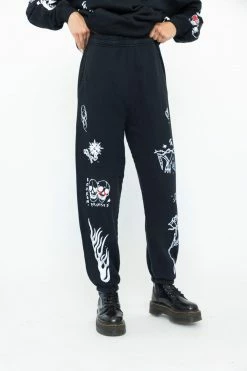 BROKEN PROMISES Bottoms Crash And Burn Sweatpants Black