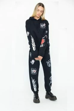 BROKEN PROMISES Bottoms Crash And Burn Sweatpants Black 7 BROKEN PROMISES Bottoms Crash And Burn Sweatpants Black