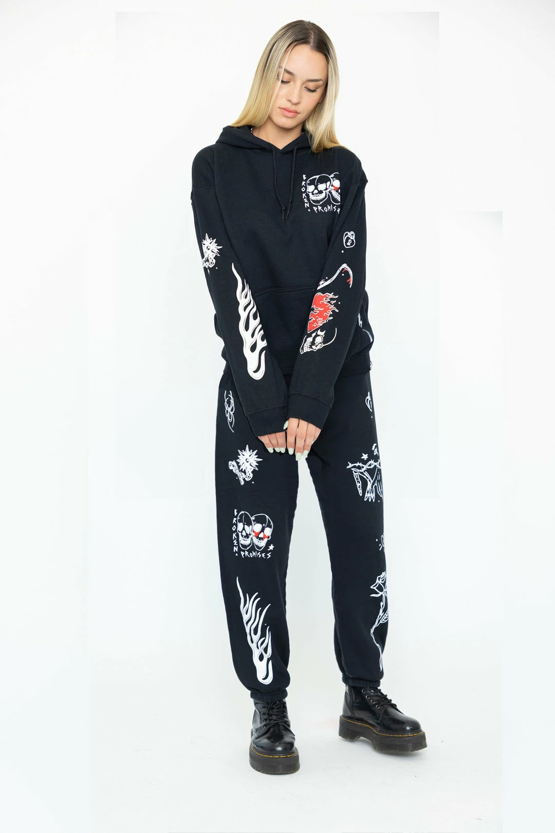 BROKEN PROMISES Bottoms Crash And Burn Sweatpants Black 5 BROKEN PROMISES Bottoms Crash And Burn Sweatpants Black