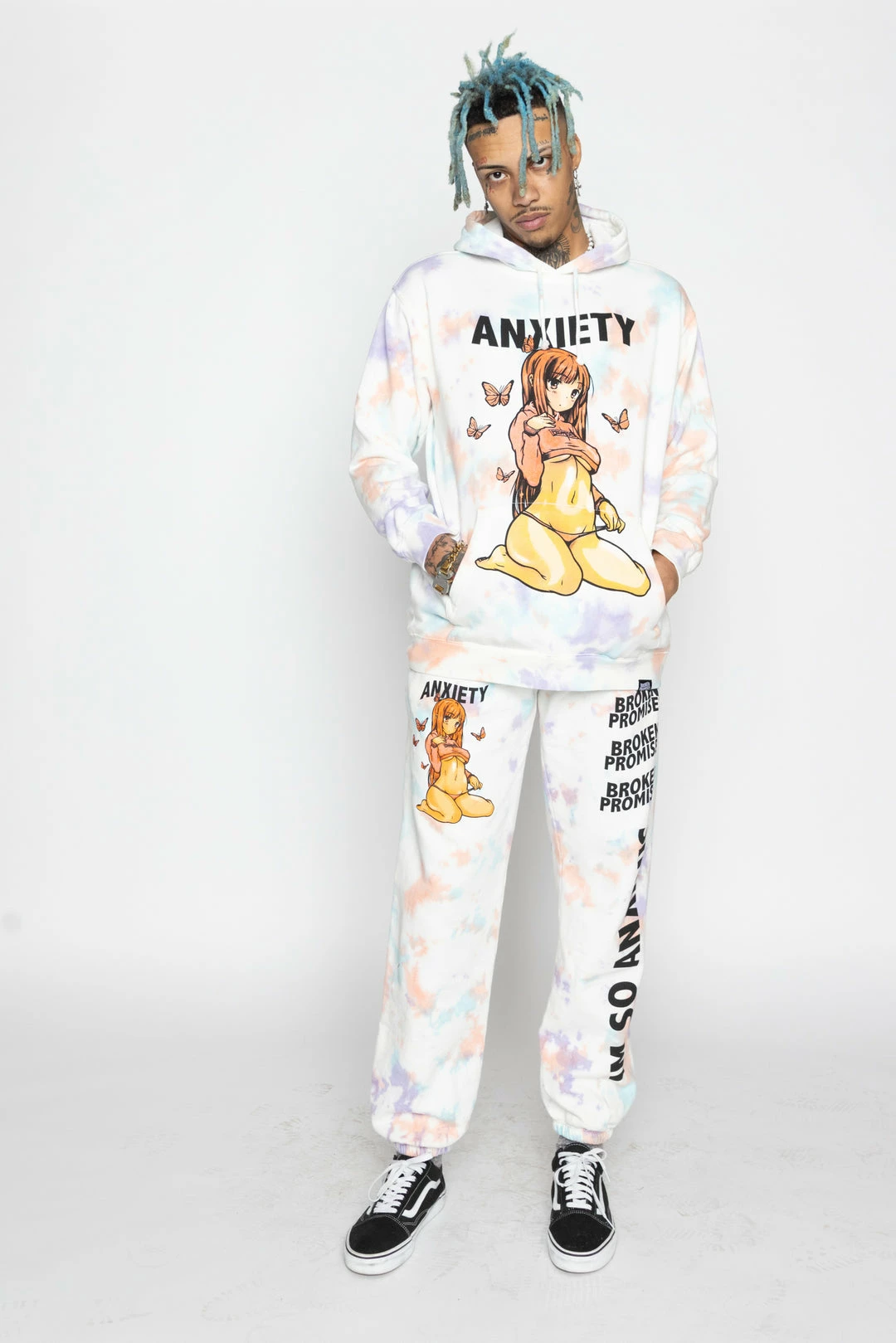 BROKEN PROMISES Anxiety Tie Dye Sweats Confetti Bottoms 8 BROKEN PROMISES Anxiety Tie Dye Sweats Confetti Bottoms