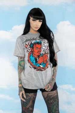 BROKEN PROMISES Addicted To You SST Grey Mineral Wash - BPxYH Shirts