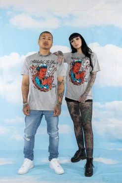 BROKEN PROMISES Addicted To You SST Grey Mineral Wash - BPxYH Shirts